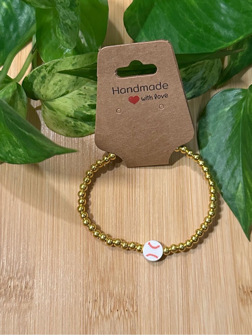 ⚾✨ Baseball Stretchy Beaded‎ Bracelet | Handmade | Clay Baseball Charm ⚾